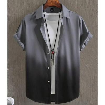 Havajska muška košulja s 3d gradijentnim ispisom Široke prevelike košulje i bluze Visokokvalitetna muška odjeća Treperi za zabavu na plaži