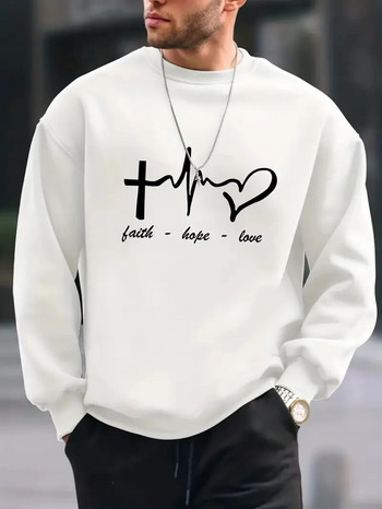 Ανδρικά γράμματα Faith Hope Love Letter Print με κουκούλα, μοντέρνα φούτερ με κουκούλα Σχεδιαστής Faith Fleece Hoodies για ανδρικά ζεστά casual πουλόβερ ρούχα