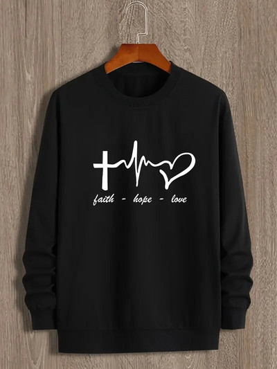 Ανδρικά γράμματα Faith Hope Love Letter Print με κουκούλα, μοντέρνα φούτερ με κουκούλα Σχεδιαστής Faith Fleece Hoodies για ανδρικά ζεστά casual πουλόβερ ρούχα