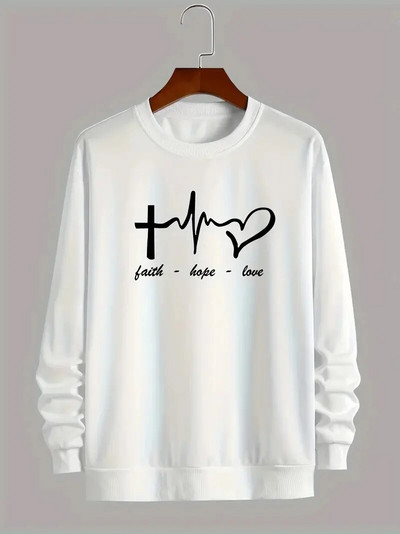 Ανδρικά γράμματα Faith Hope Love Letter Print με κουκούλα, μοντέρνα φούτερ με κουκούλα Σχεδιαστής Faith Fleece Hoodies για ανδρικά ζεστά casual πουλόβερ ρούχα