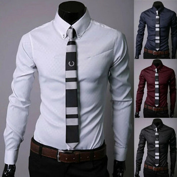 Мъжка луксозна ежедневна официална риза с дълъг ръкав Slim Fit Мъжка риза с къс и дълъг ръкав Бяло марково мъжко облекло 5XL Vintage