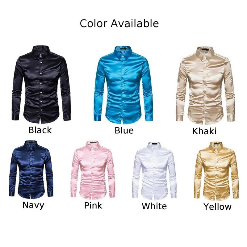 Meeste särk siidist satiinist luksuslikud siledad meeste massiivsed smokingiga ärisärgid.