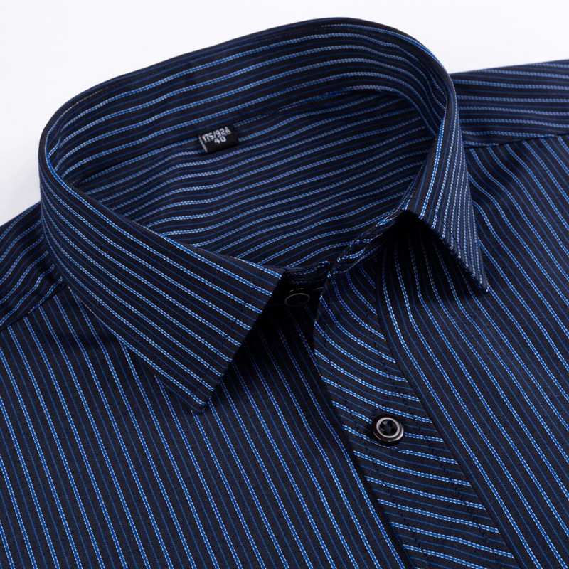 Vyriški klasikiniai dryžuoti languoti marškinėliai ilgomis rankovėmis, su kišenėmis formaliai, standartinio modelio išmanūs kasdieniai biuro marškiniai