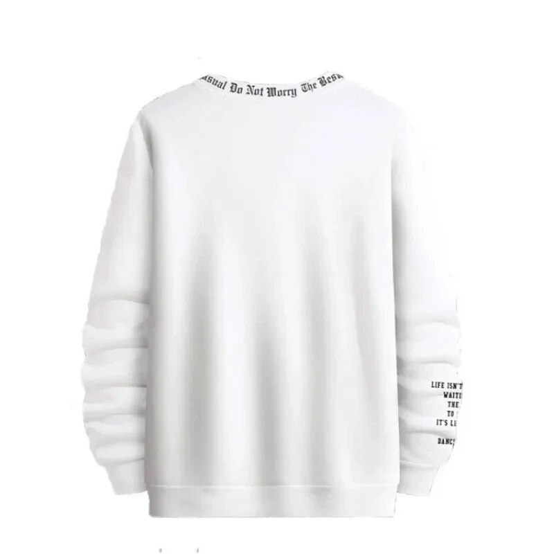 Moodne meeste ühevärviline vabaajaprinteriga dressipluus Meeste pikkade varrukatega sport T-särk dressipluusid