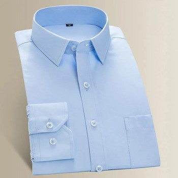 Извънгабаритна риза 9XL 8XL 7XL Мъжка риза с дълъг ръкав Ежедневна рокля Плътен цвят Бяла Рутинна форма Дизайн Бизнес мъжки социални ризи