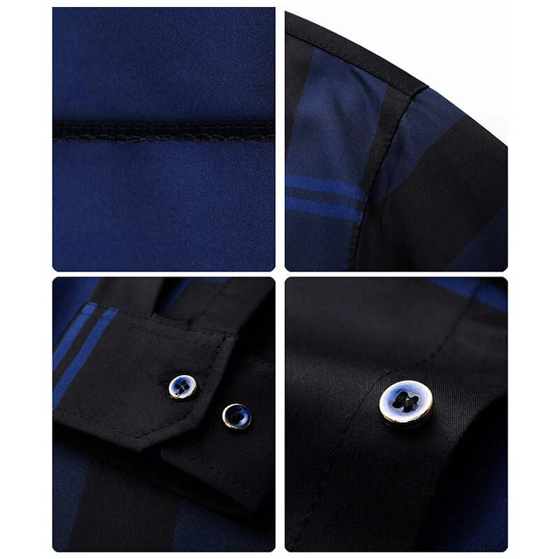 Luksuzna muška prugasta košulja dugih rukava Novo proljeće jesen Ice svilena poslovna majica otporna na bore Jednobojna muška odjeća koja se ne pegla