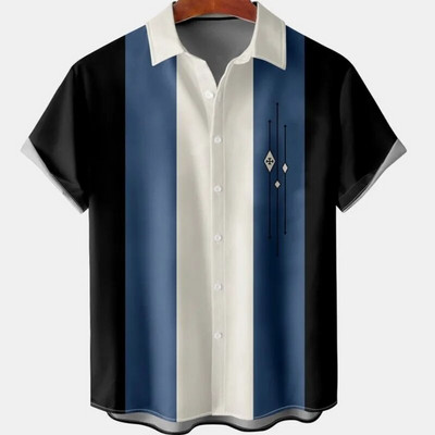 Τρισδιάστατη εκτύπωση ριγέ Casual πουκάμισο Totoro Ανδρικό Camisa Slim Fit Επίσημο Κομψό για Ανδρικά Ρούχα Πολυτελής επωνυμία σχεδιαστή Harajuku