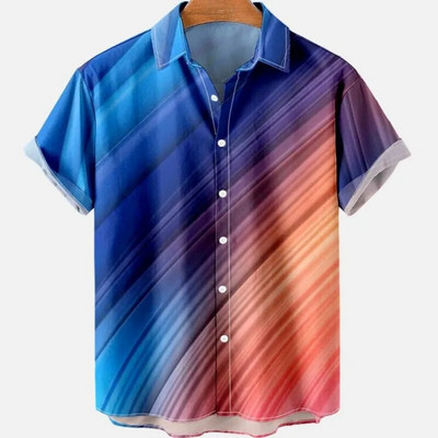 Τρισδιάστατη εκτύπωση ριγέ Casual πουκάμισο Totoro Ανδρικό Camisa Slim Fit Επίσημο Κομψό για Ανδρικά Ρούχα Πολυτελής επωνυμία σχεδιαστή Harajuku