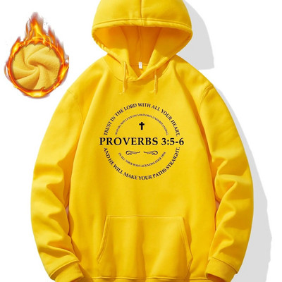 „Christian Cross Print“ gobtuvas, šaunūs vyrų gobtuvai, vyriškas laisvalaikio grafinio dizaino megztinis su gobtuvu