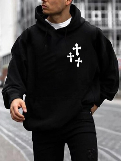 Tänava stiilis pikkade varrukatega meeste graafiliste trükistega sporditopsid