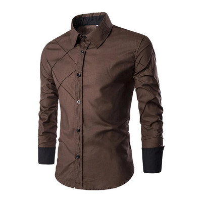 Ανδρικά 2022 Casual Slim Fit Κομψά μακρυμάνικα πουκάμισα Πολυτελή πολυεστερικά και βαμβακερά πουκάμισα μαύρο/άσπρο