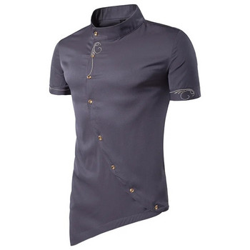 Νέο ανδρικό πουκάμισο με διπλό στήθος Φόρεμα πουκάμισο με μακρυμάνικο λεπτή εφαρμογή Camisa Masculina Casual ανδρικά πουκάμισα χαβανέζικης μπλούζας