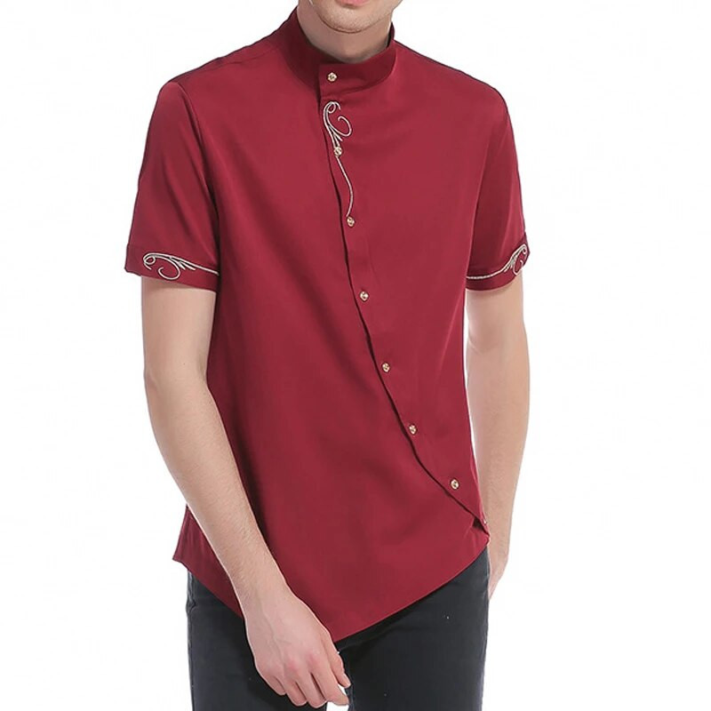 Νέο ανδρικό πουκάμισο με διπλό στήθος Φόρεμα πουκάμισο με μακρυμάνικο λεπτή εφαρμογή Camisa Masculina Casual ανδρικά πουκάμισα χαβανέζικης μπλούζας