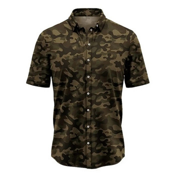 Винтидж камуфлажни ризи за мъжки горнища с къс ръкав 3d ризи Спорт на открито Извънгабаритно лятно облекло 5XL Мъжко ловно облекло