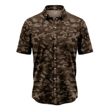 Винтидж камуфлажни ризи за мъжки горнища с къс ръкав 3d ризи Спорт на открито Извънгабаритно лятно облекло 5XL Мъжко ловно облекло