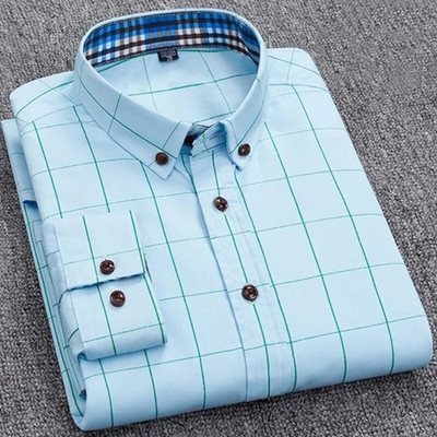 Klasikiniai vyriški marškiniai languoti marškiniai Vyriški laisvalaikio marškiniai ilgomis rankovėmis palaidinė Mados prekės ženklo ploni socialiniai marškiniai Vyriška viršūnė