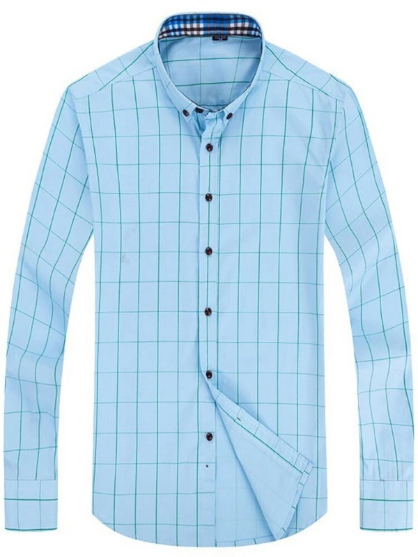 Klasikiniai vyriški marškiniai languoti marškiniai Vyriški laisvalaikio marškiniai ilgomis rankovėmis palaidinė Mados prekės ženklo ploni socialiniai marškiniai Vyriška viršūnė