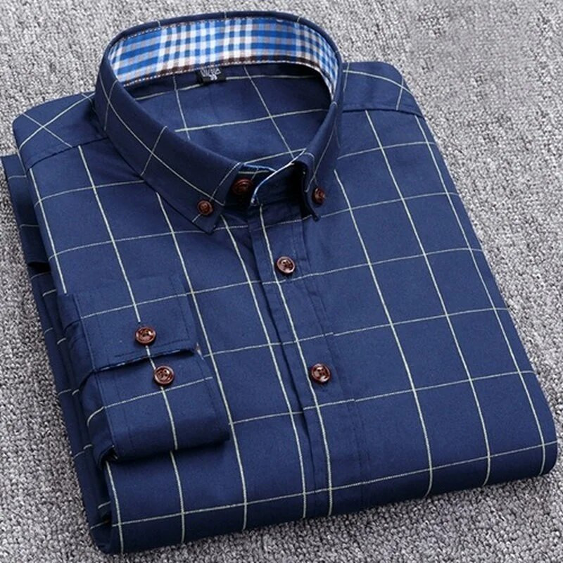 Klasikiniai vyriški marškiniai languoti marškiniai Vyriški laisvalaikio marškiniai ilgomis rankovėmis palaidinė Mados prekės ženklo ploni socialiniai marškiniai Vyriška viršūnė