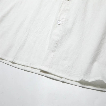 100% памучно бельо НОВИ Мъжки ризи с дълги ръкави Едноцветна отложна яка Ежедневен стил Плюс размер Пролет и есен
