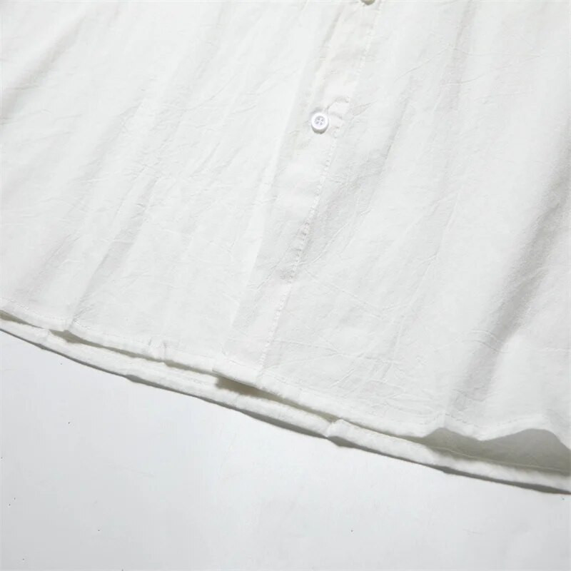 100% βαμβακερό λινό ΝΕΟ ανδρικό μακρυμάνικο πουκάμισο μονόχρωμο πουκάμισο με γυριστό γιακά Casual Style Plus Size Άνοιξη και Φθινόπωρο