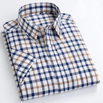 Висококачествени мъжки ежедневни ризи Oxford Дизайн за свободното време Карирани мъжки социални ризи 100% памук Мъжки ризи с къси ръкави