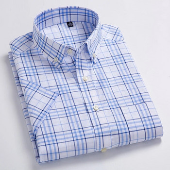 Висококачествени мъжки ежедневни ризи Oxford Дизайн за свободното време Карирани мъжки социални ризи 100% памук Мъжки ризи с къси ръкави