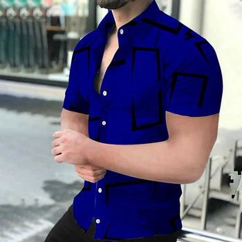 2023 г. Нова висококачествена мъжка риза с къс ръкав в бароков стил с 3D печат, дишащи горнища