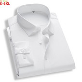 Didelio dydžio 5XL 6XL Slim Fit vyriškų verslo laisvalaikio marškinėlių versija ilgomis rankovėmis grynos spalvos vyriški marškiniai Juoda balta mėlyna