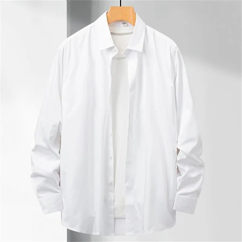 Didelio dydžio 5XL 6XL Slim Fit vyriškų verslo laisvalaikio marškinėlių versija ilgomis rankovėmis grynos spalvos vyriški marškiniai Juoda balta mėlyna