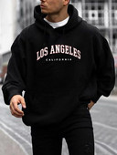 LOS ANGELES Print kapuuts, lahedad meeste kapuutsid, meeste vabaaja graafilise disainiga pullover kapuutsiga kampsun, kängurutaskuga