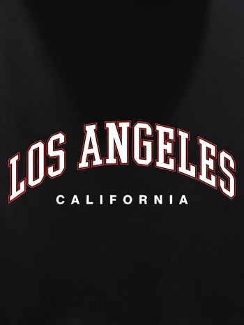 LOS ANGELES щампа с качулка, готини качулки за мъже, мъжки ежедневен пуловер с графичен дизайн и качулка с джоб с кенгуру