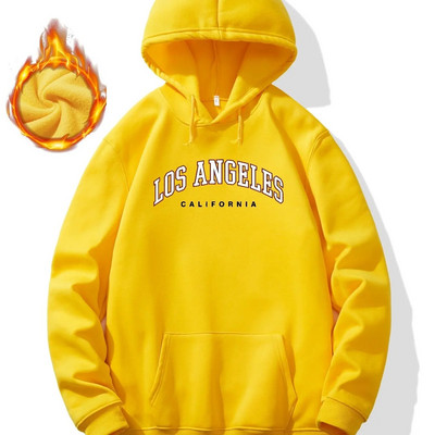 LOS ANGELES Print kapuuts, lahedad meeste kapuutsid, meeste vabaaja graafilise disainiga pullover kapuutsiga kampsun, kängurutaskuga