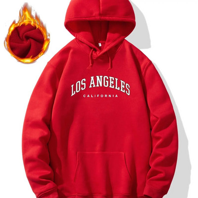 LOS ANGELES Print kapuuts, lahedad meeste kapuutsid, meeste vabaaja graafilise disainiga pullover kapuutsiga kampsun, kängurutaskuga