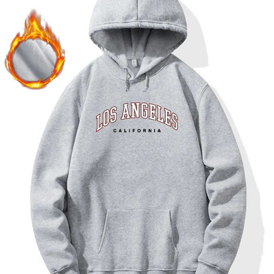 LOS ANGELES Print kapuuts, lahedad meeste kapuutsid, meeste vabaaja graafilise disainiga pullover kapuutsiga kampsun, kängurutaskuga