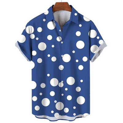 Ανδρικό πουκάμισο χαβανέζικης καλοκαιρινής ρίγες με στάμπα με κοντό μανίκι μπλουζάκια Μόδα καθημερινά κοινωνικά πουκάμισα με πέτο Ανδρικά ρούχα μεγάλου μεγέθους