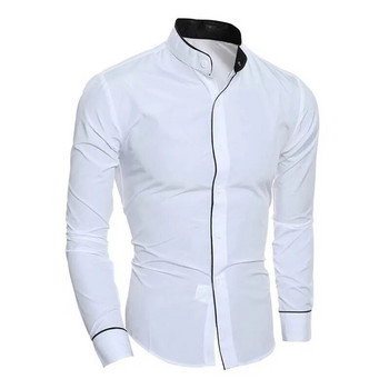 2023 Мъжка луксозна ежедневна официална риза Slim Fit Бяла риза с дълъг ръкав Мъжки удобни социални ризи Марка за мъжко облекло