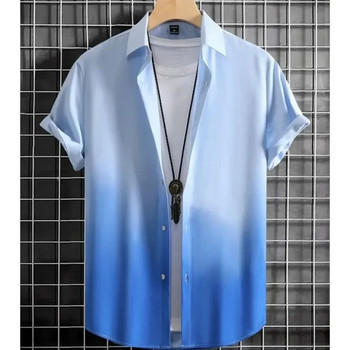 Хавайска мъжка риза 3D градиентен печат Свободни големи ризи и блузи Висококачествено мъжко облекло Суичъри за плажно парти