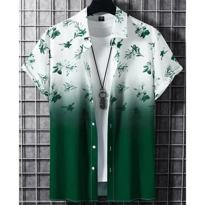 Χαβάης Ανδρικό πουκάμισο 3d Gradient Printing Φαρδιά υπερμεγέθη πουκάμισα και μπλούζες Υψηλής ποιότητας ανδρικά ρούχα Φούτερ για beach party