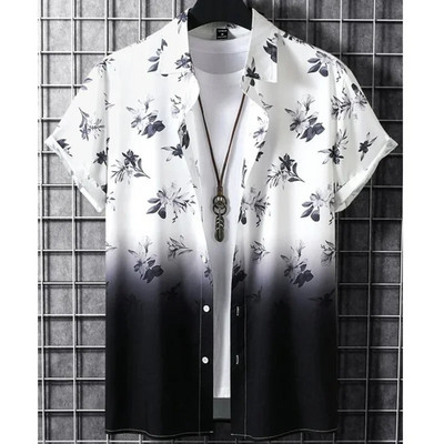 Χαβάης Ανδρικό πουκάμισο 3d Gradient Printing Φαρδιά υπερμεγέθη πουκάμισα και μπλούζες Υψηλής ποιότητας ανδρικά ρούχα Φούτερ για beach party