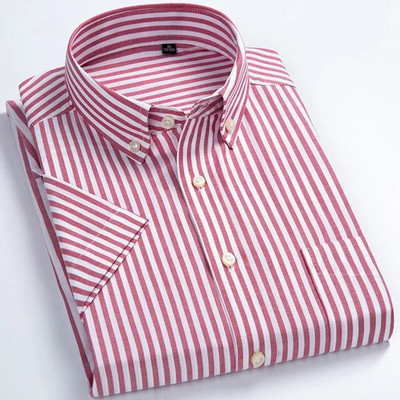 Vyriški madingi languoti languoti trumpomis rankovėmis medvilniniai marškiniai su viengubomis kišeninėmis sagomis ir apykakle šventiniai jaunatviški laisvalaikio marškiniai