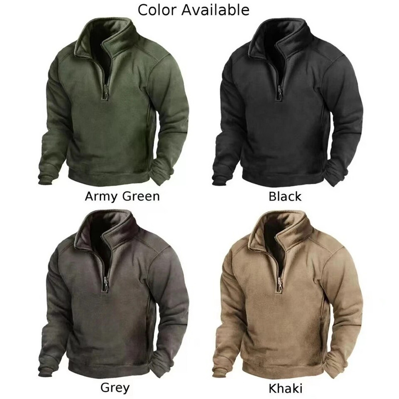 Ανδρικά φούτερ Tactical Outdoor Polar Hunting βελούδινα ζεστά μπλουζάκια με φερμουάρ Στάση χαλαρό πουλόβερ αντιανεμικά παλτό για ανδρικό φούτερ