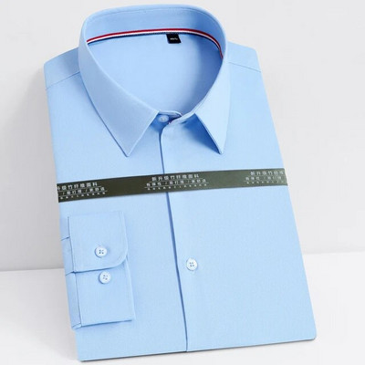 Ανδρικά μακρυμάνικα μαλακά μπαμπού πουκάμισα με κλασική εφαρμογή χωρίς σωλήνες αντίθεσης τσέπης Επίσημο επαγγελματικό φόρεμα