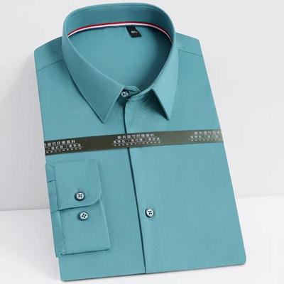 Ανδρικά μακρυμάνικα μαλακά μπαμπού πουκάμισα με κλασική εφαρμογή χωρίς σωλήνες αντίθεσης τσέπης Επίσημο επαγγελματικό φόρεμα