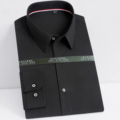 Ανδρικά μακρυμάνικα μαλακά μπαμπού πουκάμισα με κλασική εφαρμογή χωρίς σωλήνες αντίθεσης τσέπης Επίσημο επαγγελματικό φόρεμα