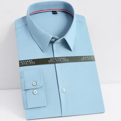 Ανδρικά μακρυμάνικα μαλακά μπαμπού πουκάμισα με κλασική εφαρμογή χωρίς σωλήνες αντίθεσης τσέπης Επίσημο επαγγελματικό φόρεμα