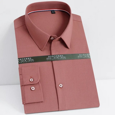 Ανδρικά μακρυμάνικα μαλακά μπαμπού πουκάμισα με κλασική εφαρμογή χωρίς σωλήνες αντίθεσης τσέπης Επίσημο επαγγελματικό φόρεμα