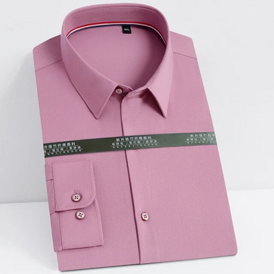 Ανδρικά μακρυμάνικα μαλακά μπαμπού πουκάμισα με κλασική εφαρμογή χωρίς σωλήνες αντίθεσης τσέπης Επίσημο επαγγελματικό φόρεμα