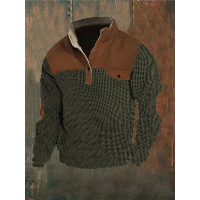 Φθινοπωρινές καινούριες ανδρικές μπλούζες Corn Kernel Patchwork Λεπτή βάση γιακάς Μακρυμάνικο μπλουζάκια Μεγάλα φαρδιά ρούχα Ανδρικά μπλουζάκια