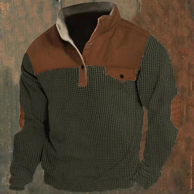 Φθινοπωρινές καινούριες ανδρικές μπλούζες Corn Kernel Patchwork Λεπτή βάση γιακάς Μακρυμάνικο μπλουζάκια Μεγάλα φαρδιά ρούχα Ανδρικά μπλουζάκια