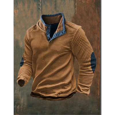 Meeste ülisuur avar sviiter Vahvliga kevadsügis pikkade varrukatega krae õmblusega värv õhukesed särgid topid vabaaja meeste kapuuts